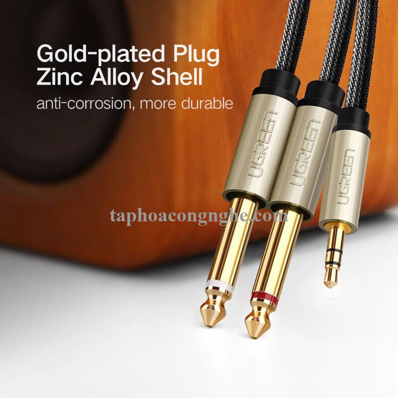 Ugreen 40789 0.5M Màu Đen Cáp âm thanh 2 đầu 6.5mm dương sang 3.5mm dương cao cấp AV126 30040789